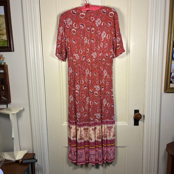 Knox Rose Dress M pinks cream floral midi boho coquette whimsical milkmaid - Picture 2 of 7